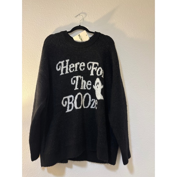 Show Me Your MuMu Sweaters - Show Me Your Mumu Here For The Booze Ghost Halloween Sweater Black Large NWT
